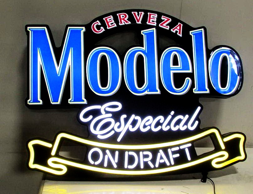 Modelo Beer Back Board Neon Sign